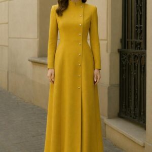 iBNEMARY – IB-LP-01 Mustard Structured Coat Dress
