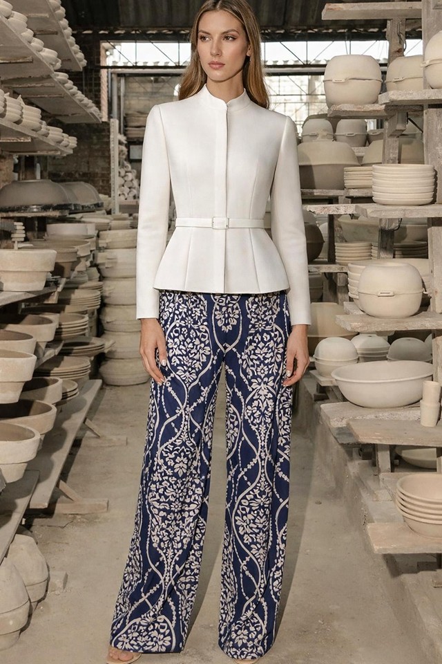iBNEMARY – IB-LP-04 Ivory Peplum Jacket Set